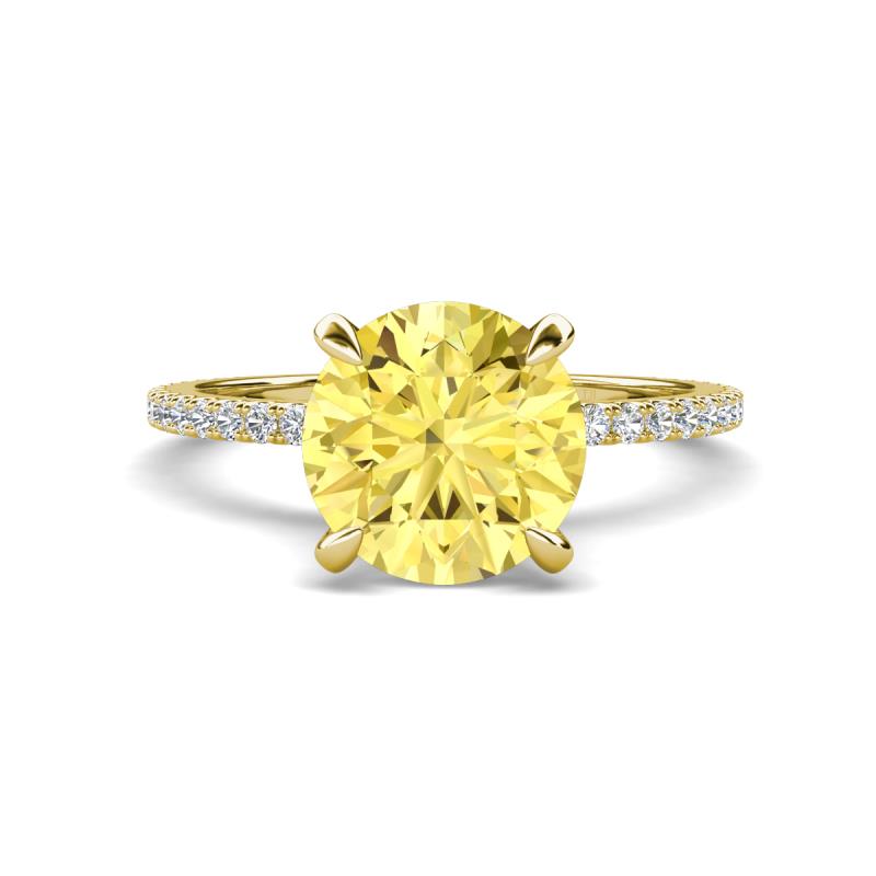 5ct GIA certified Yellow sapphire ring. Canary yellow ring. Cushion 14k  rose gold diamond ring. 5ct Lemon sapphire ring by Eidelprecious