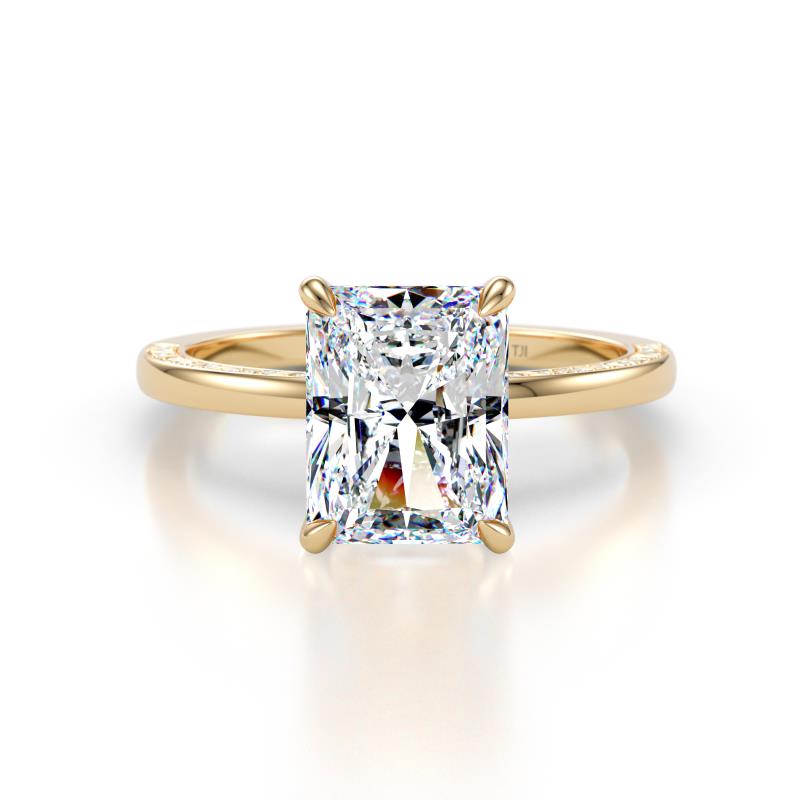 Lucia 2.64 ctw IGI Certified Lab Grown Diamond Radiant Shape (9x7 mm) & Side Natural Diamond Hidden Halo Engagement Ring  
