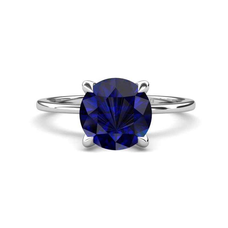 Morgan 2.65 ctw Center Created Blue Sapphire with Prong Studded Natural Diamond Solitaire Plus Engagement Ring 