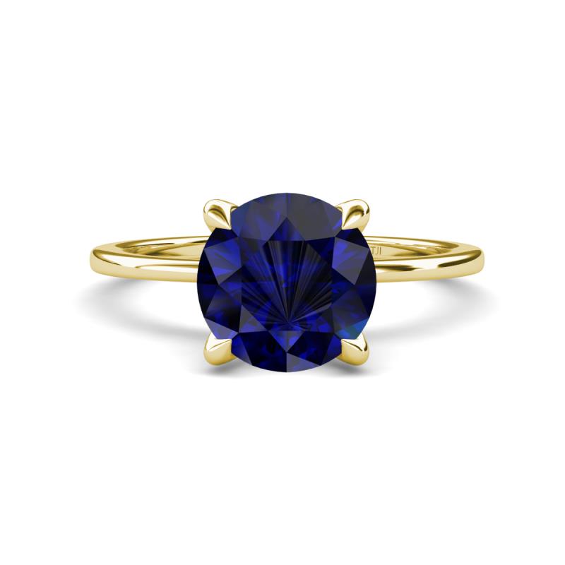 Morgan 2.65 ctw Center Created Blue Sapphire with Prong Studded Natural Diamond Solitaire Plus Engagement Ring 