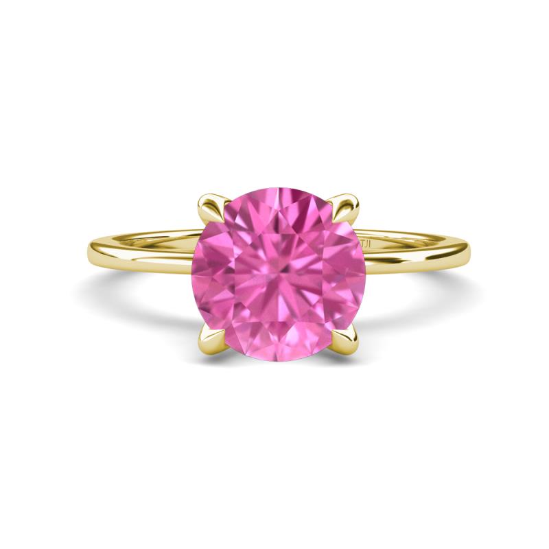 Morgan 2.65 ctw Center Created Pink Sapphire with Prong Studded Natural Diamond Solitaire Plus Engagement Ring 