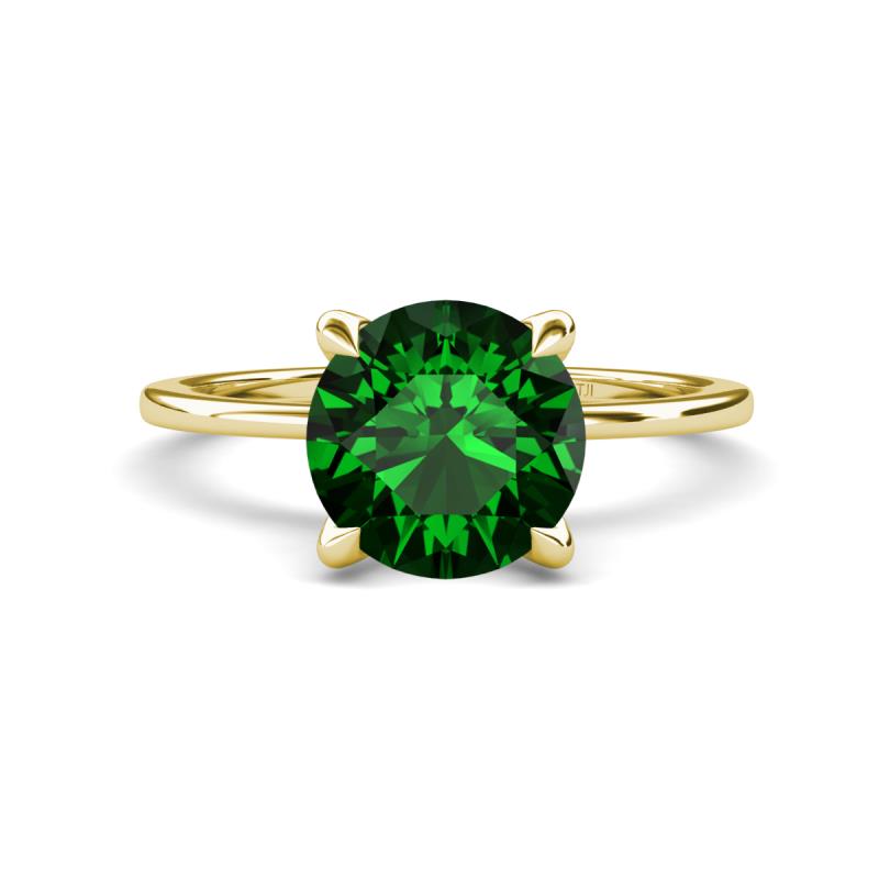 Morgan 1.90 ctw Center Created Emerald with Prong Studded Natural Diamond Solitaire Plus Engagement Ring 