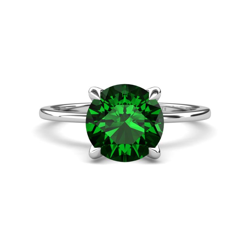 Morgan 1.90 ctw Center Created Emerald with Prong Studded Natural Diamond Solitaire Plus Engagement Ring 