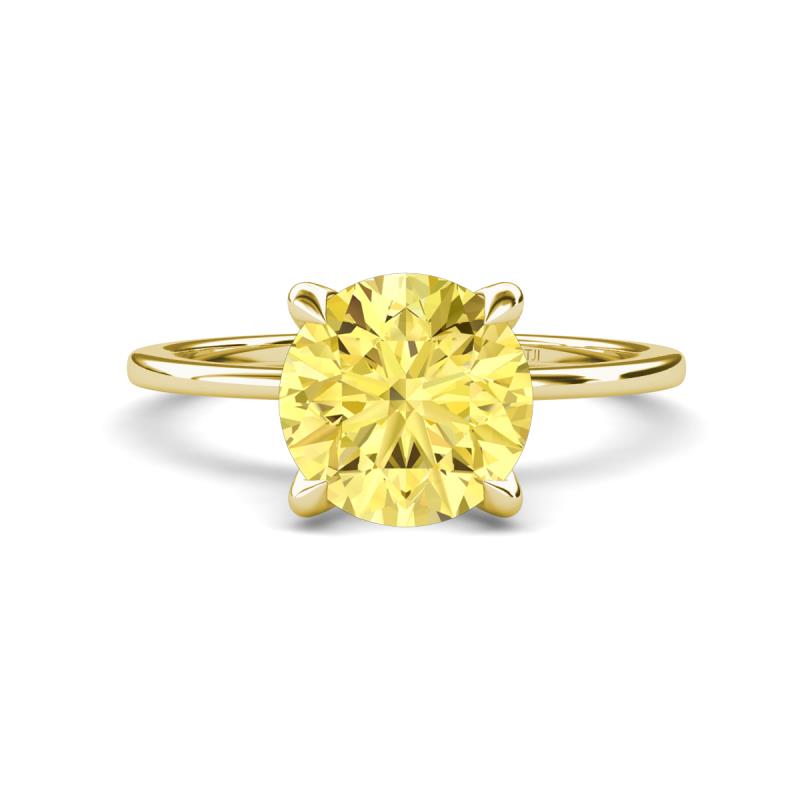 Morgan 2.65 ctw Center Created Yellow Sapphire with Prong Studded Natural Diamond Solitaire Plus Engagement Ring 