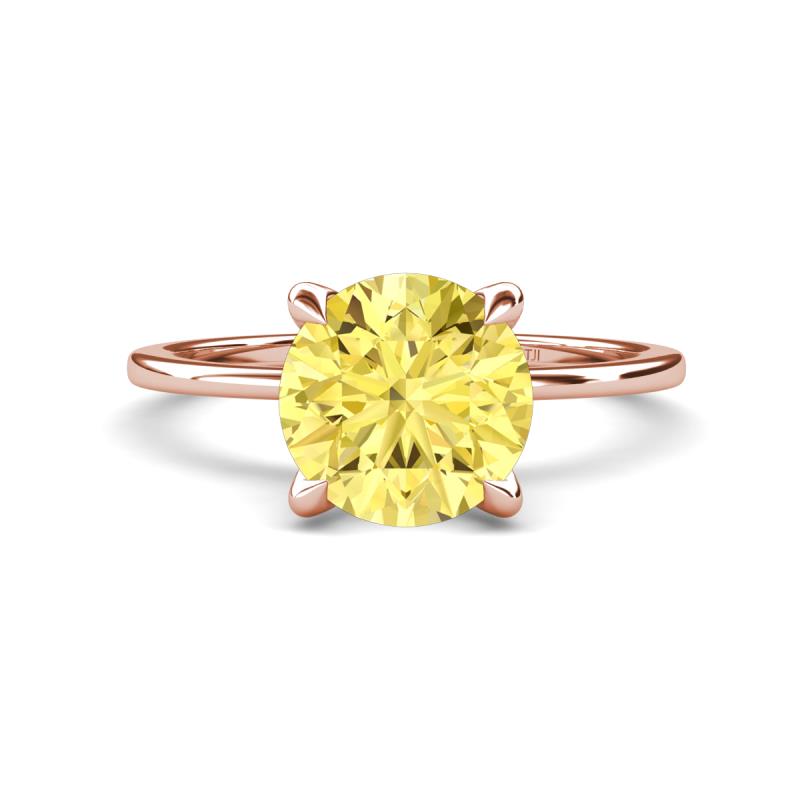 Morgan 2.65 ctw Center Created Yellow Sapphire with Prong Studded Natural Diamond Solitaire Plus Engagement Ring 