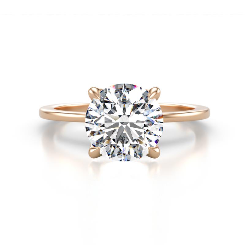 Morgan 1.75 ctw Center Moissanite with Prong Studded Natural Diamond Solitaire Plus Engagement Ring 