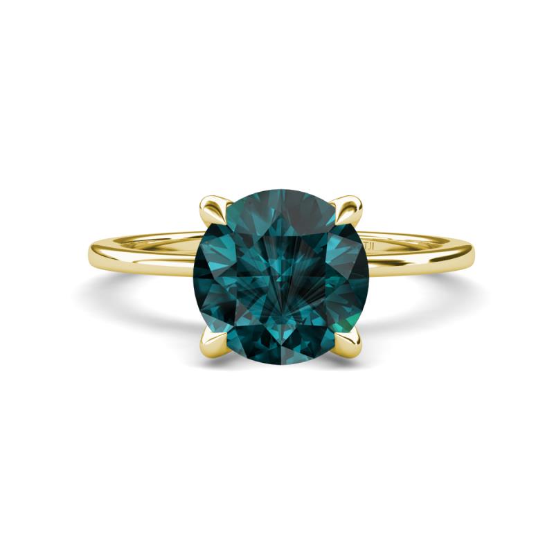 Morgan 2.15 ctw Center London Blue Topaz with Prong Studded Natural Diamond Solitaire Plus Engagement Ring 