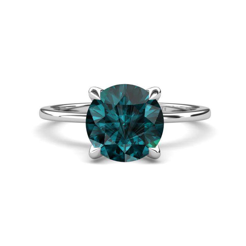 Morgan 2.15 ctw Center London Blue Topaz with Prong Studded Natural Diamond Solitaire Plus Engagement Ring 