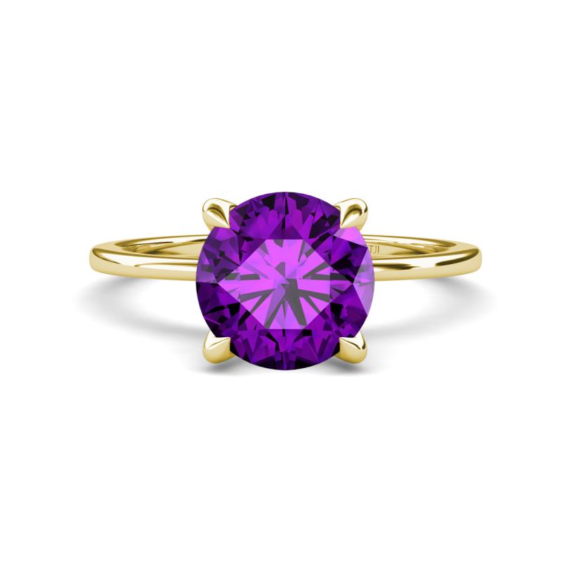 Morgan 2.05 ctw Center Amethyst with Prong Studded Natural Diamond Solitaire Plus Engagement Ring 