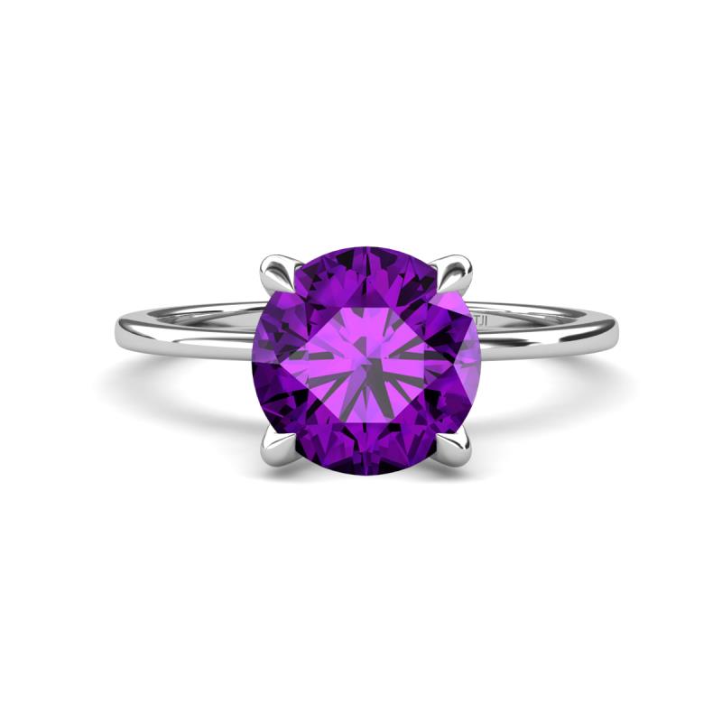 Morgan 2.05 ctw Center Amethyst with Prong Studded Natural Diamond Solitaire Plus Engagement Ring 