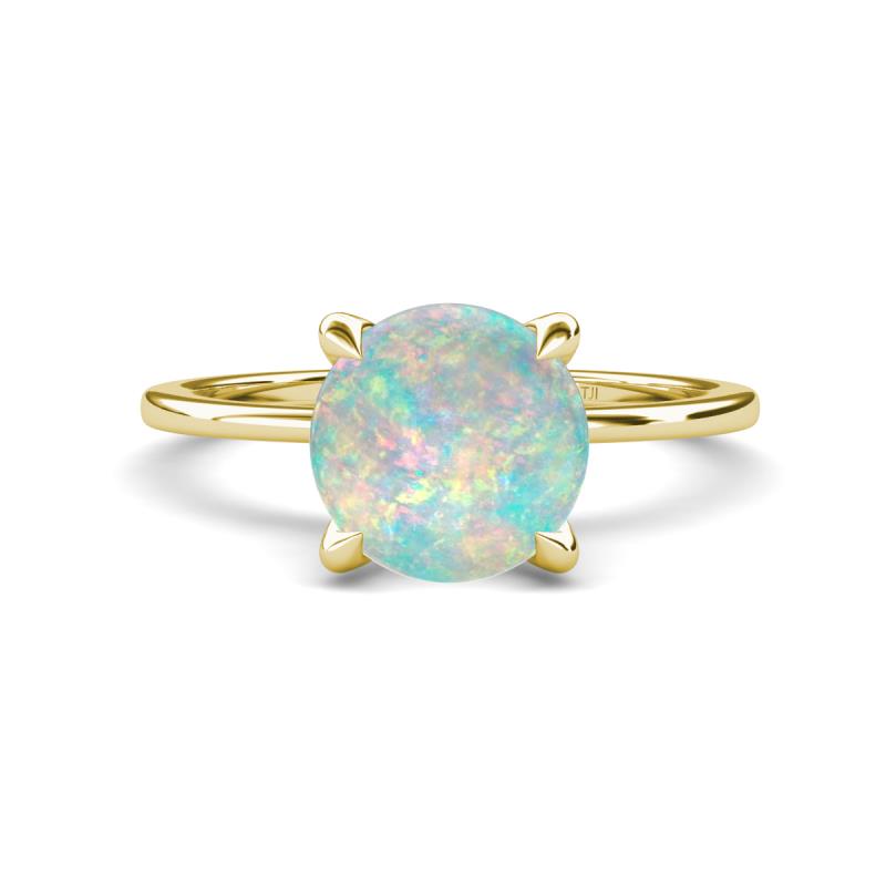 Morgan 1.55 ctw Center Opal with Prong Studded Natural Diamond Solitaire Plus Engagement Ring 