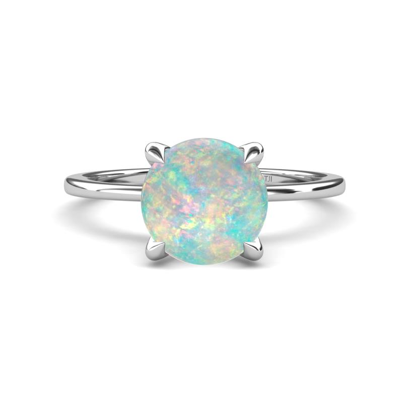 Morgan 1.55 ctw Center Opal with Prong Studded Natural Diamond Solitaire Plus Engagement Ring 