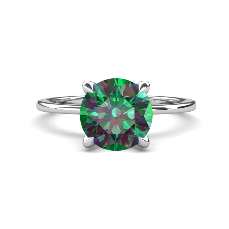 Morgan 2.40 ctw Center Created Alexandrite with Prong Studded Natural Diamond Solitaire Plus Engagement Ring 