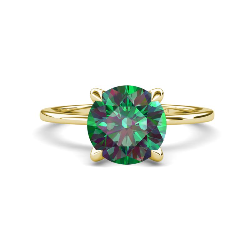 Morgan 2.40 ctw Center Created Alexandrite with Prong Studded Natural Diamond Solitaire Plus Engagement Ring 