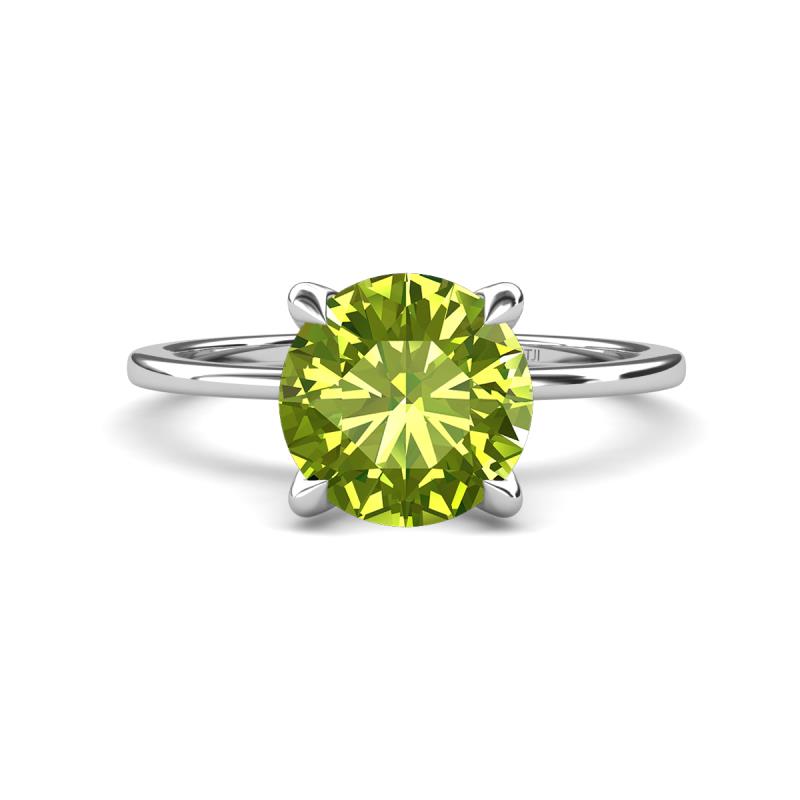 Morgan 1.95 ctw Center Peridot with Prong Studded Natural Diamond Solitaire Plus Engagement Ring 