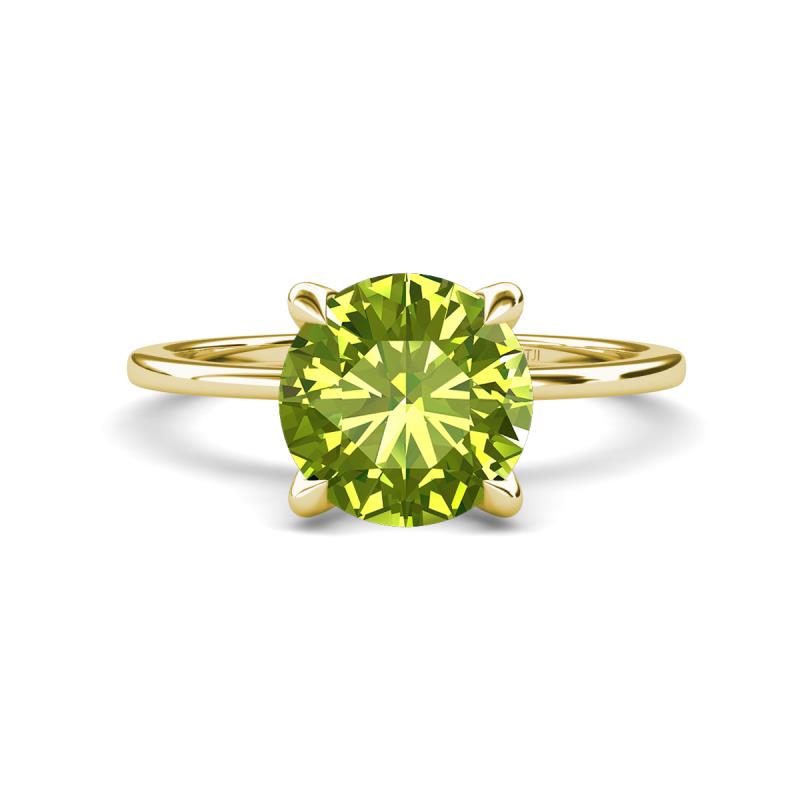 Morgan 1.95 ctw Center Peridot with Prong Studded Natural Diamond Solitaire Plus Engagement Ring 