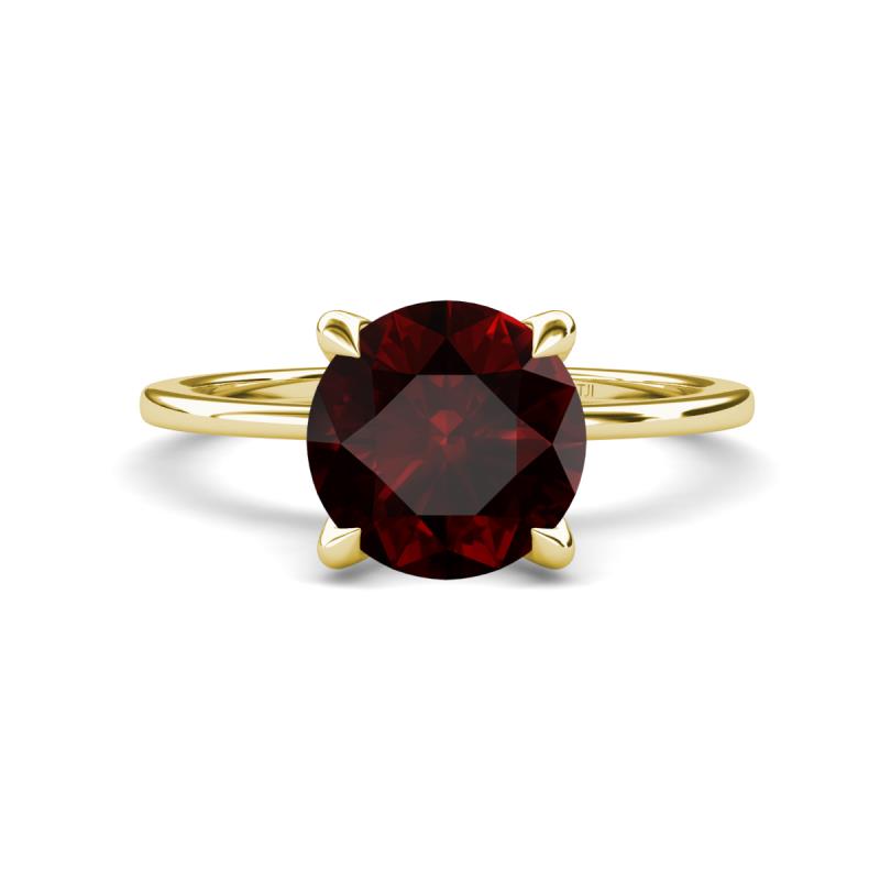 Morgan 2.41 ctw Center Red Garnet with Prong Studded Natural Diamond Solitaire Plus Engagement Ring 