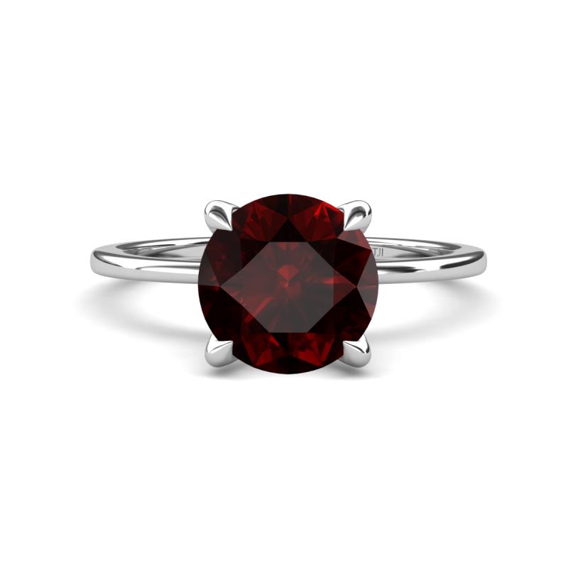 Morgan 2.41 ctw Center Red Garnet with Prong Studded Natural Diamond Solitaire Plus Engagement Ring 