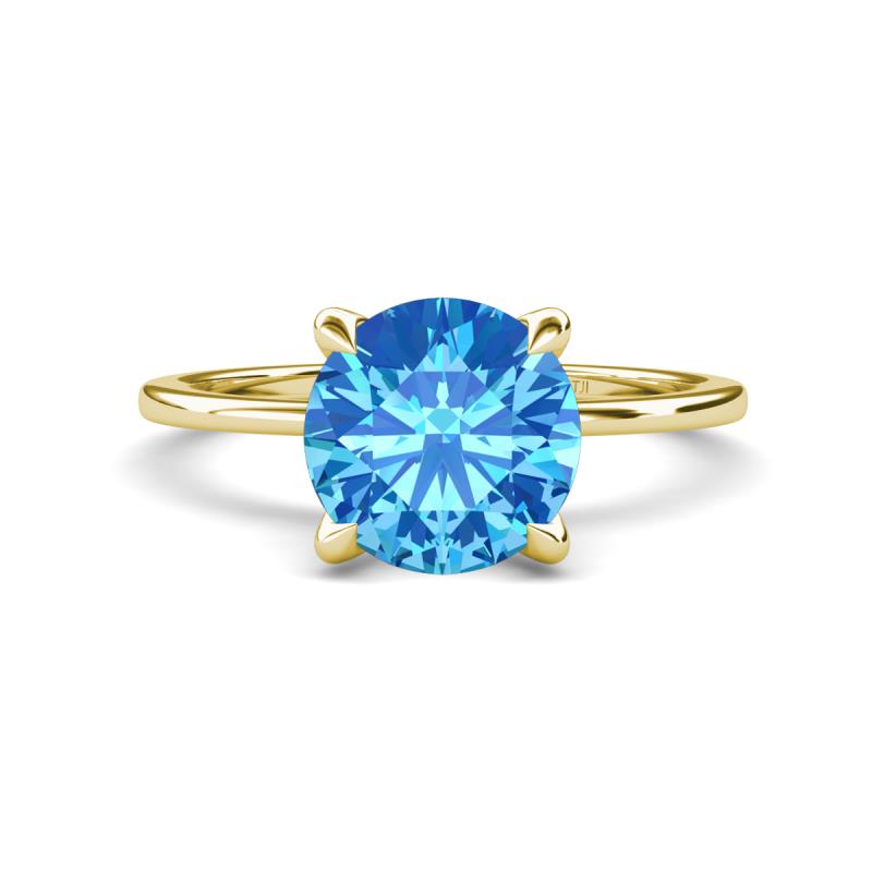 Morgan 2.15 ctw Center Blue Topaz with Prong Studded Natural Diamond Solitaire Plus Engagement Ring 