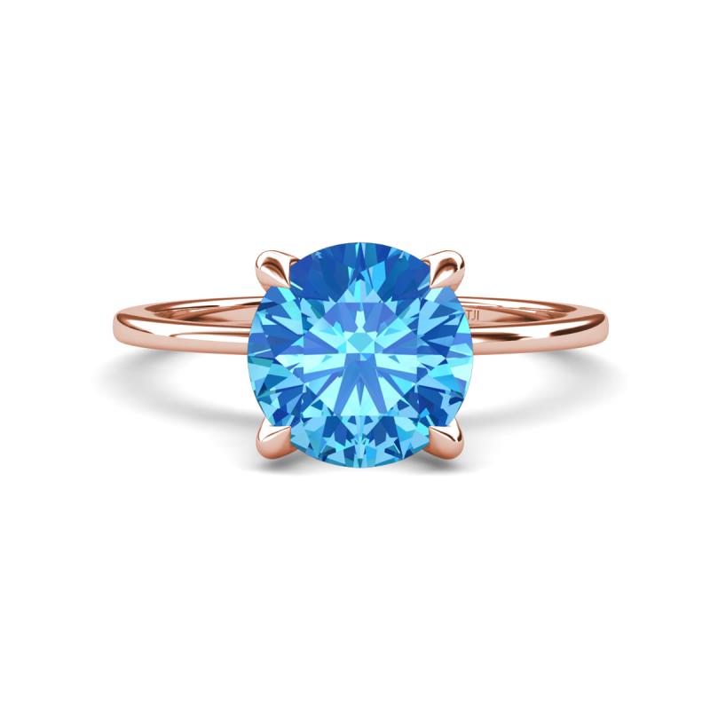 Morgan 2.15 ctw Center Blue Topaz with Prong Studded Natural Diamond Solitaire Plus Engagement Ring 