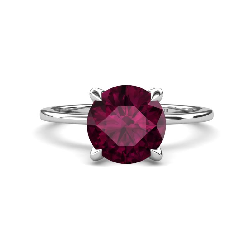 Morgan 2.41 ctw Center Rhodolite Garnet with Prong Studded Natural Diamond Solitaire Plus Engagement Ring 