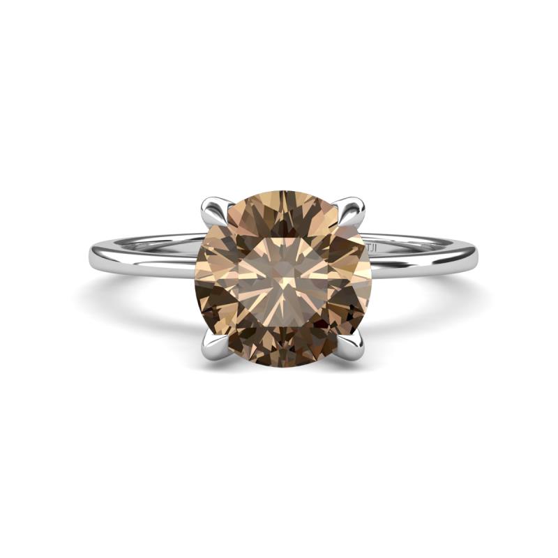 Morgan 1.95 ctw Center Smoky Quartz with Prong Studded Natural Diamond Solitaire Plus Engagement Ring 