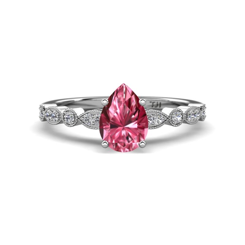 Renea 0.92 ctw Pink Tourmaline Pear Shape (8x5 mm) With accented Diamonds Engagement Ring 