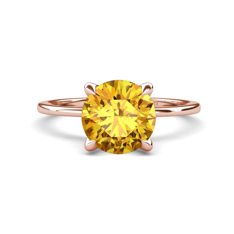 Morgan 1.30 ctw Center Citrine with Prong Studded Natural Diamond Solitaire Plus Engagement Ring 