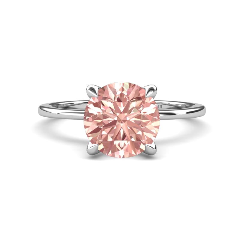 Morgan 1.35 ctw Center Morganite with Prong Studded Natural Diamond Solitaire Plus Engagement Ring 