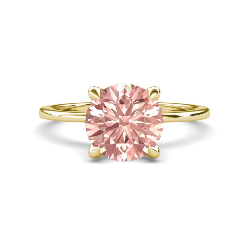 Morgan 1.35 ctw Center Morganite with Prong Studded Natural Diamond Solitaire Plus Engagement Ring 