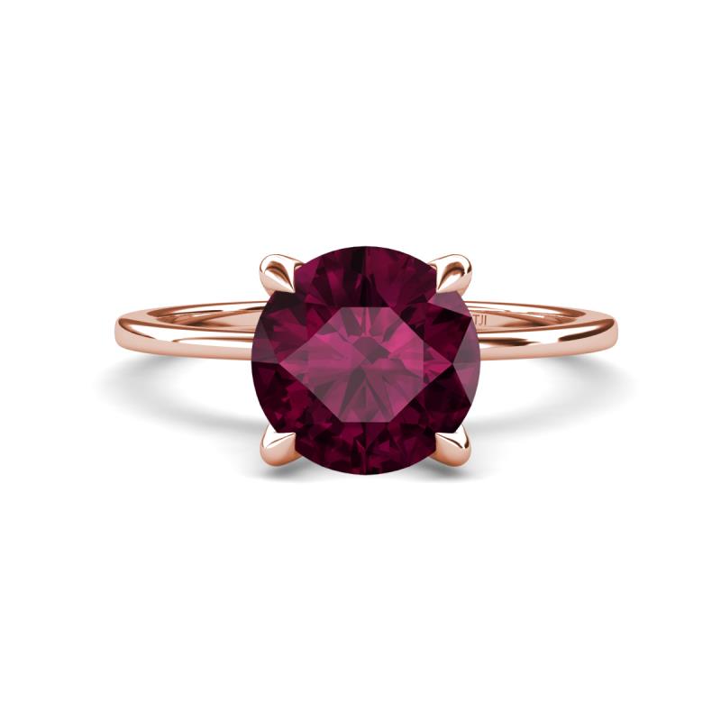 Morgan 1.50 ctw Center Rhodolite Garnet with Prong Studded Natural Diamond Solitaire Plus Engagement Ring 