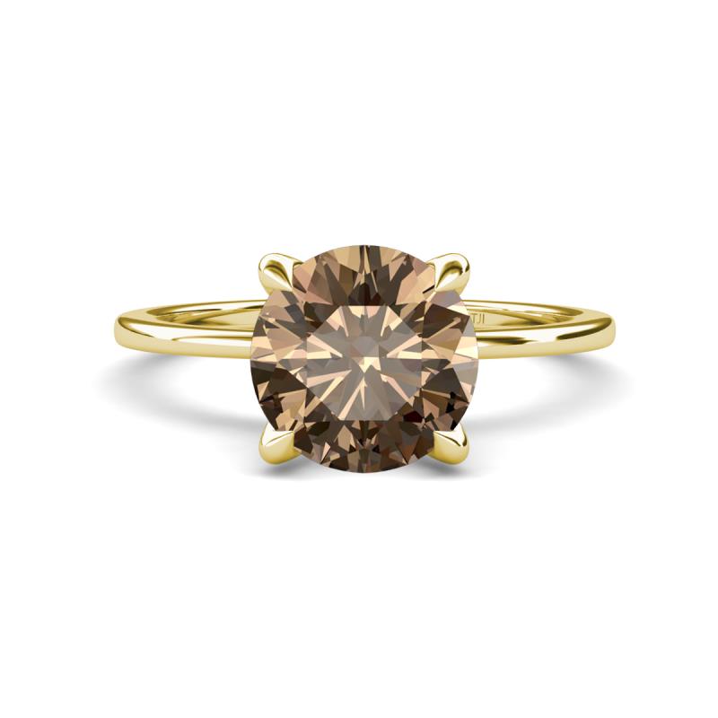 Morgan 1.33 ctw Center Smoky Quartz with Prong Studded Natural Diamond Solitaire Plus Engagement Ring 