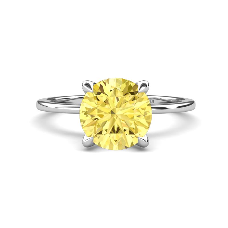 Morgan 2.00 ctw Center Created Yellow Sapphire with Prong Studded Natural Diamond Solitaire Plus Engagement Ring 