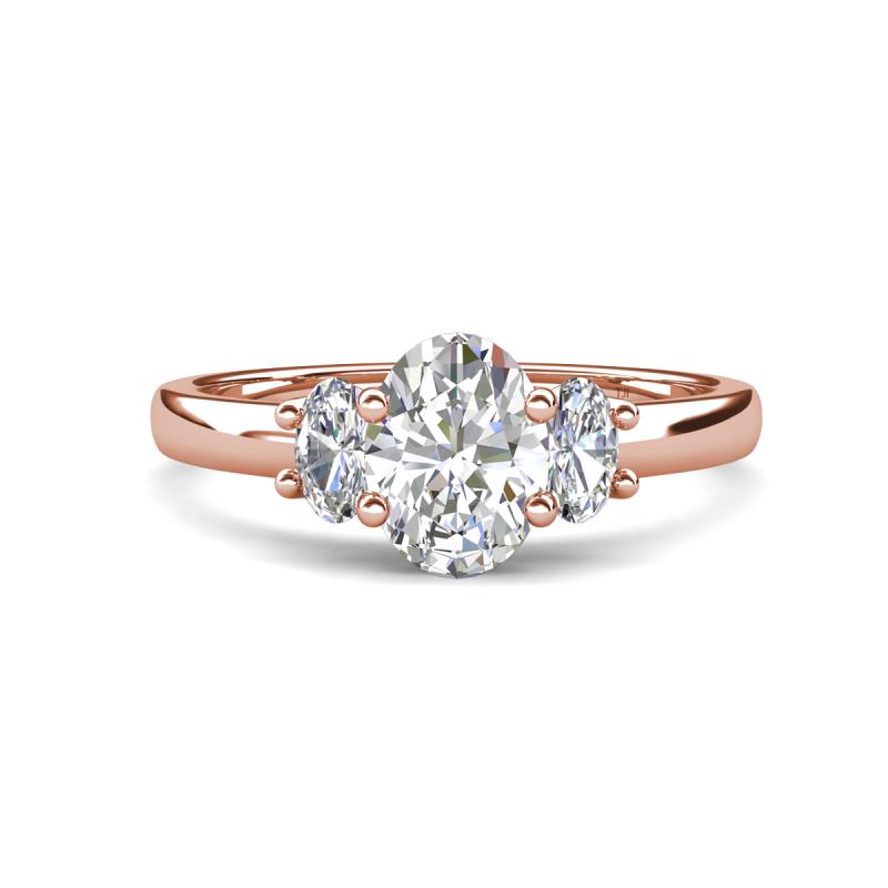 Gemma 1.55 ctw IGI Certified Lab Grown Diamond Oval Cut (8x6 mm) and Lab Grown Diamond Trellis Three Stone Engagement Ring 