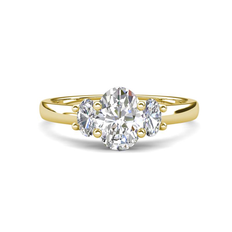 Gemma 1.55 ctw IGI Certified Lab Grown Diamond Oval Cut (8x6 mm) and Natural Diamond Trellis Three Stone Engagement Ring 