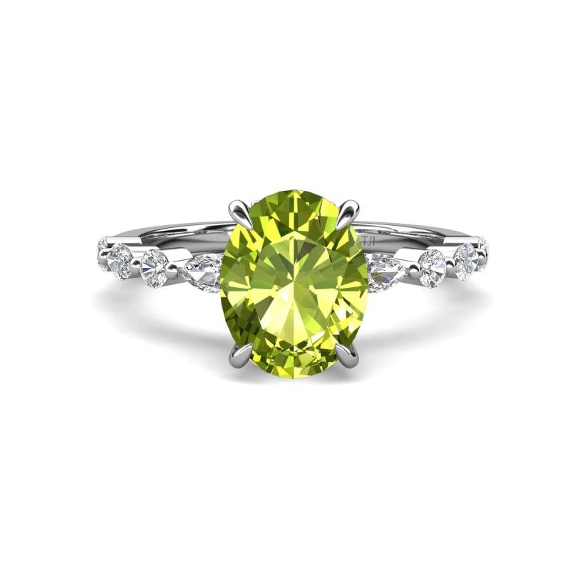 Laila 2.48 ctw Peridot Oval Shape (9x7 mm) Hidden Halo Engagement Ring 