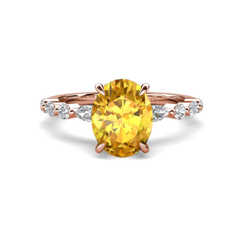 Laila 2.18 ctw Citrine Oval Shape (9x7 mm) Hidden Halo Engagement Ring 