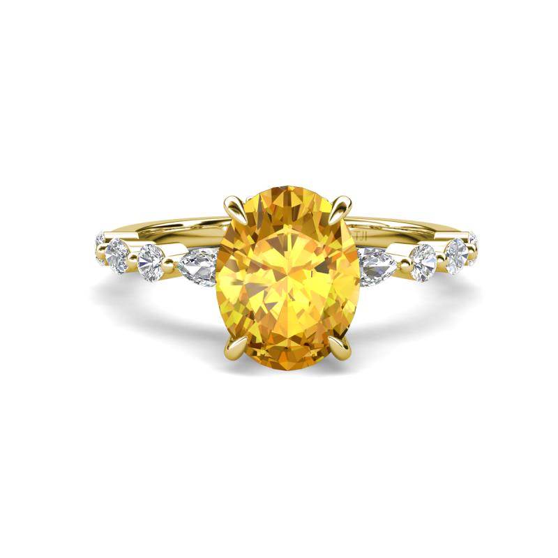 Laila 2.18 ctw Citrine Oval Shape (9x7 mm) Hidden Halo Engagement Ring 