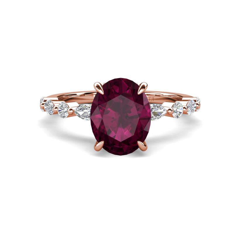 Laila 2.78 ctw Rhodolite Garnet Oval Shape (9x7 mm) Hidden Halo Engagement Ring 