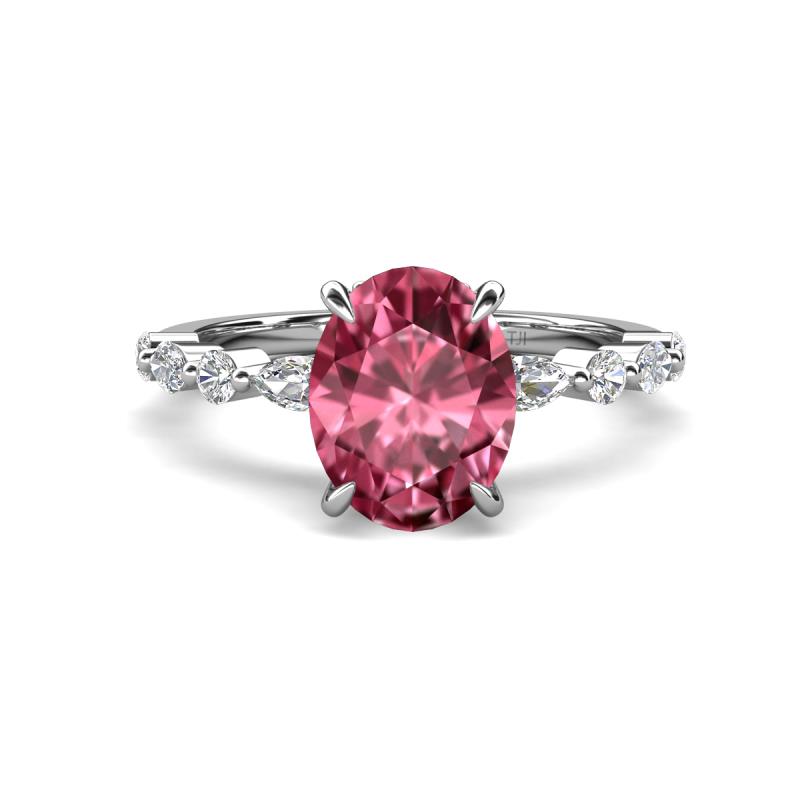 Laila 2.58 ctw Pink Tourmaline Oval Shape (9x7 mm) Hidden Halo Engagement Ring 