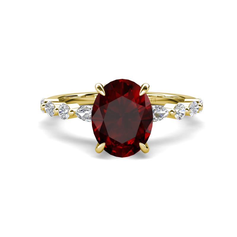 Laila 2.68 ctw Red Garnet Oval Shape (9x7 mm) Hidden Halo Engagement Ring 