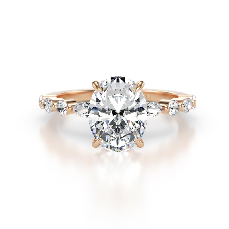 Laila 2.98 ctw IGI Certified Lab Grown Diamond Oval Shape (9x7 mm) Hidden Halo Engagement Ring 