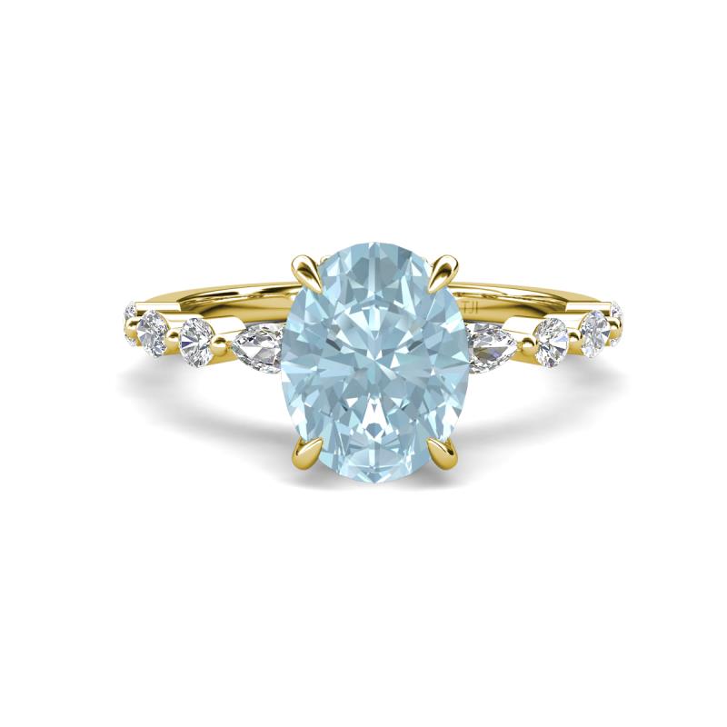 Laila 2.23 ctw Aquamarine Oval Shape (9x7 mm) Hidden Halo Engagement Ring 