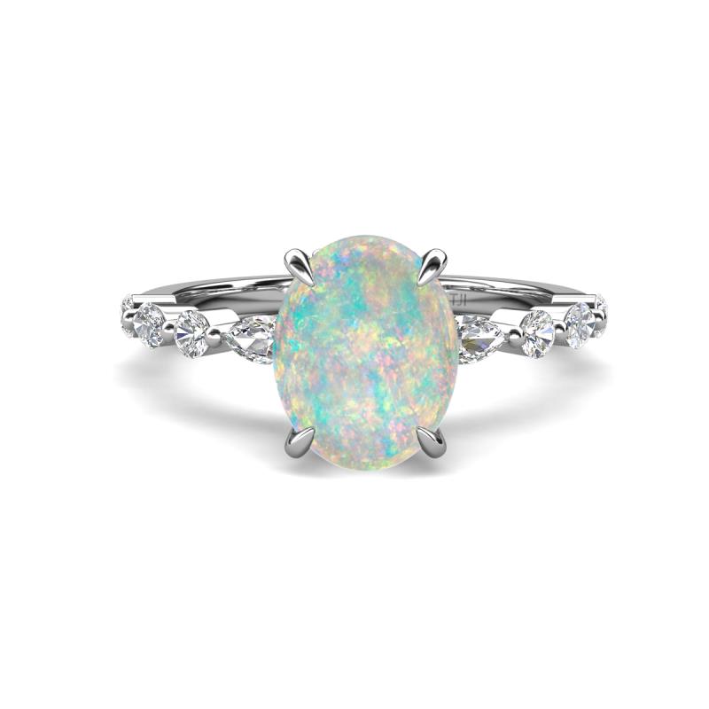 Laila 1.80 ctw Opal Oval Shape (9x7 mm) Hidden Halo Engagement Ring 