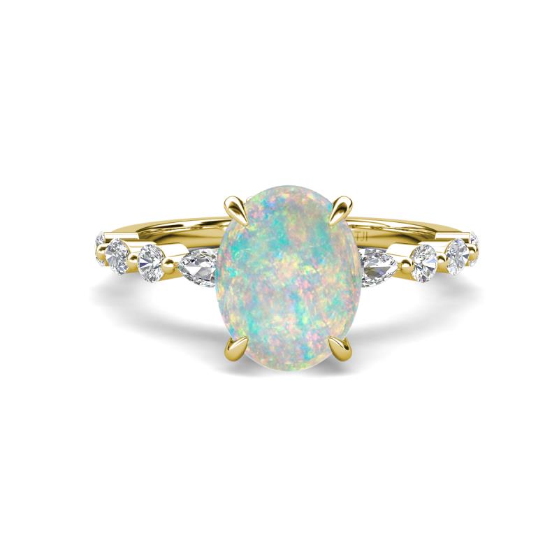 Laila 1.80 ctw Opal Oval Shape (9x7 mm) Hidden Halo Engagement Ring 