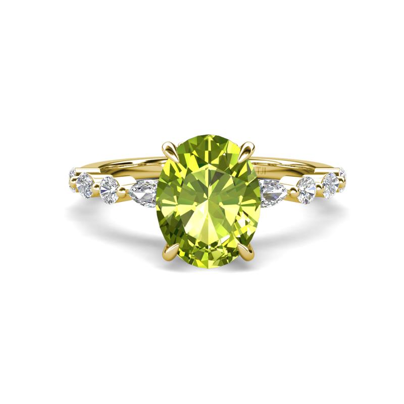 Laila 2.48 ctw Peridot Oval Shape (9x7 mm) Hidden Halo Engagement Ring 