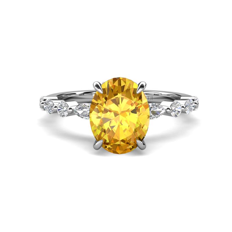 Laila 2.18 ctw Citrine Oval Shape (9x7 mm) Hidden Halo Engagement Ring 