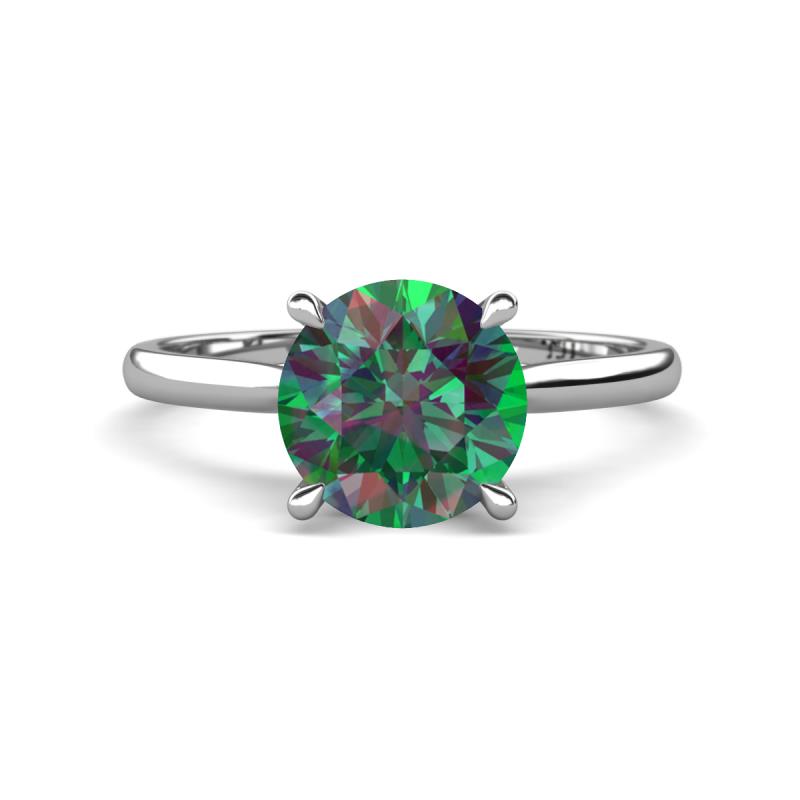 Zaire 2.35 ctw Created Alexandrite Hidden Halo accented Side Natural Diamond Engagement Ring 