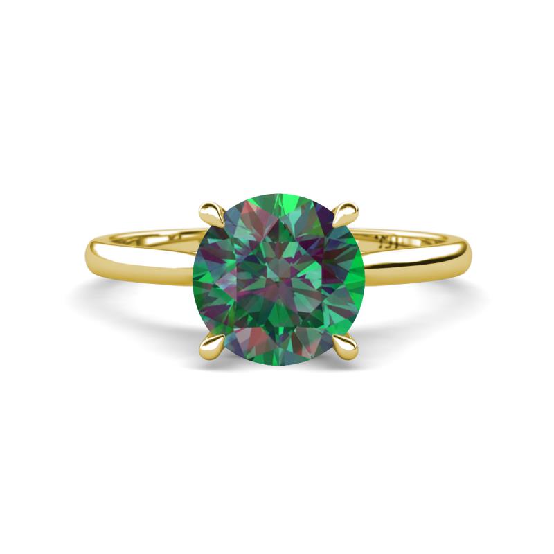 Zaire 2.35 ctw Created Alexandrite Hidden Halo accented Side Natural Diamond Engagement Ring 