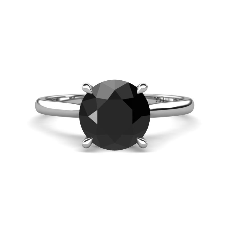 Zaire 3.10 ctw Black Diamond Hidden Halo accented Side Natural Diamond Engagement Ring 